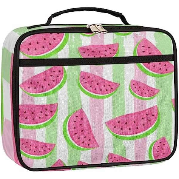 Watermelon Pattern Kids Lunch Box for Girls Boys Toddler Insulated Lunch Bags, Fresh Fruits Mini Cooler Back to School Lunch Tote Bag Portable Thermal Meal Tote Kit Soft Bag