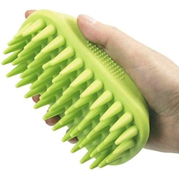 ZOOPOLR Pet Silicone Shampoo Brush for Long & Short Hair Medium Large Pets Dogs Cats, Dog Hair Products Accessories Dog Back Massage for Long & Short Hair Small Large Pets Dogs Cats (Green)