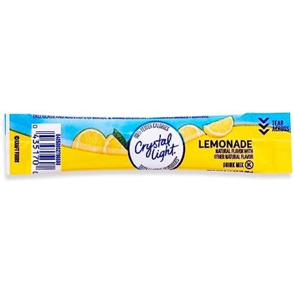 Zippy Sweets - Crystal Light On The Go Packets - Lemonade - Sugar Free Water Enhancers - Low Calorie Powdered Drink Mix - Dissolve Powder Into Bottled Drinking Water (16.9oz) - 120 Single Serve Packs