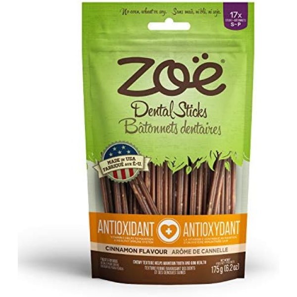 Zoe Dental Sticks for Dogs, Antioxidant, Small, Cinnamon Flavor, 6.2 oz, Brown