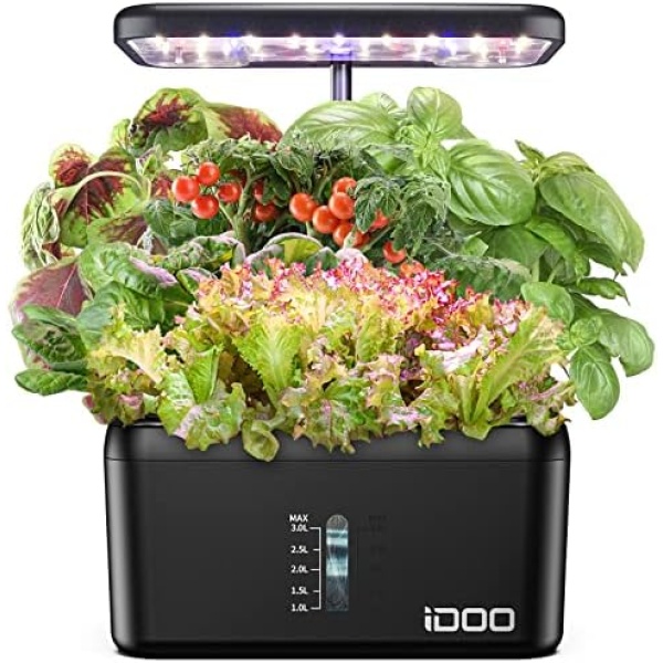 iDOO Hydroponics Growing System Indoor Garden, Herb Garden Kit Indoor with Pump, Auto-timer LED Grow Light for Home Kitchen Gardening, 8Pods Plants Germination Kit Up to 15", Hydrophonic Planter Gifts