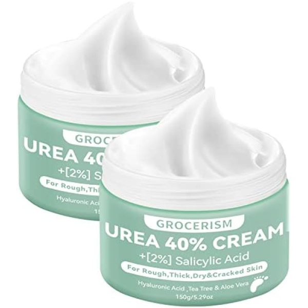 2 Packs Urea Cream 40% Plus 2% Salicylic Acid 5.30 oz || Callus Remover Foot Cream, Hand Cream for Dry Cracked Heels, Feet, Hands, Knees, Elbows Hands, Heels, Nails, Elbows
