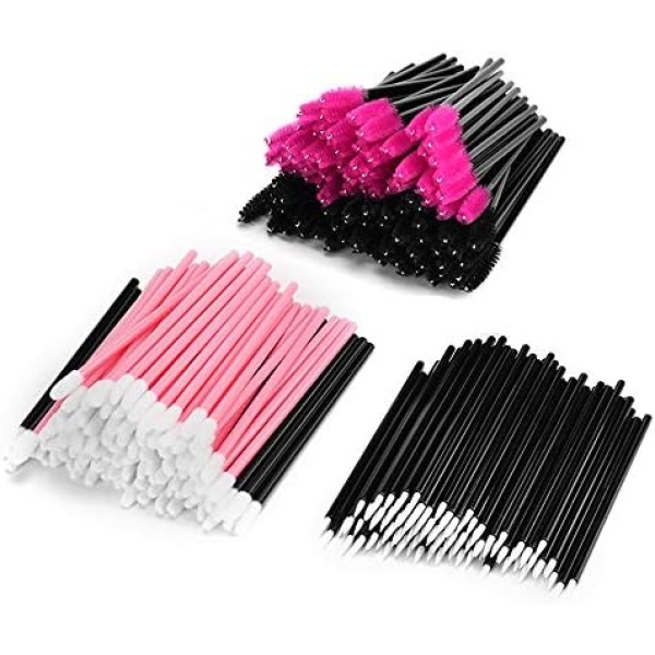 ATOMUS 300pcs Disposable Makeup Applicators Mascara Wands & Lipstick Applicators & Eyeliner Brushes Makeup Applicators Tool Kits