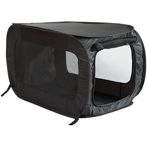 Beatrice Home Fashions Portable, Collapsible, Pop Up Travel Pet Kennel, 32.5" L x 19" W x 18" H, Black