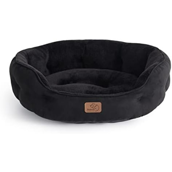 Bedsure Dog Beds for Small Dogs - Round Cat Beds for Indoor Cats, Washable Pet Bed for Puppy and Kitten with Slip-Resistant Bottom, 20 Inches, Black