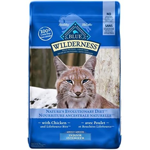 Blue Buffalo Wilderness High Protein Grain Free, Natural Adult Indoor Dry Cat Food, Chicken 4.9kg bag - Large Bag, kibble