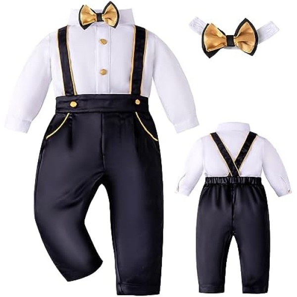 Booulfi Baby Boys Clothes Newborn Christmas Outfit Baby Boy Gentleman Formal Birthday Fall Outfits Baby Suits for Boy