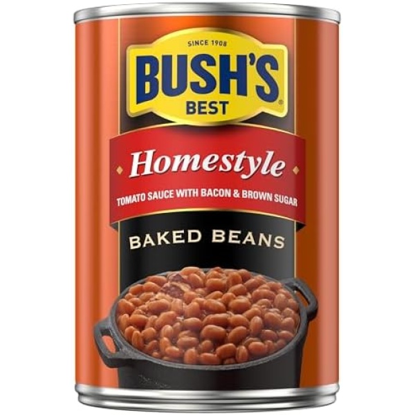 Bush's Best Homestyle Baked Beans, Bacon & Brown Sugar, High Fibre, Excellent Source of Protein, 398L, 1ct