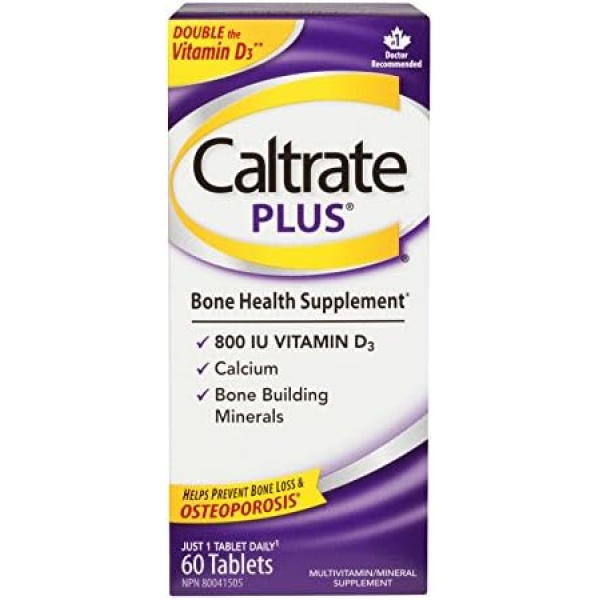 Caltrate Plus Vitamin D3 and Calcium Supplement, 600 mg Tablet, 60 Count