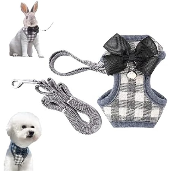 Cat Harness, Dog Harness and Leash Set, Bunny Rabbit Ferret Harness with Adjustable Buckle Comfort for Pet Kitten Small Animals Harnesses