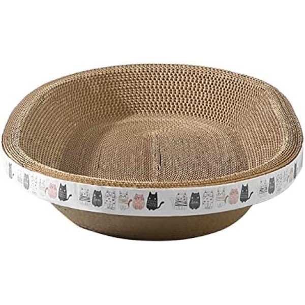 Cat Scratcher Bed, Oval Corrugated Cat Scratcher Scratching Lounge Bed, Recycle Corrugated Scratching Pad, Reversible Replacement Scratcher Pad, Cardboard Protector for Furniture Couch Floor