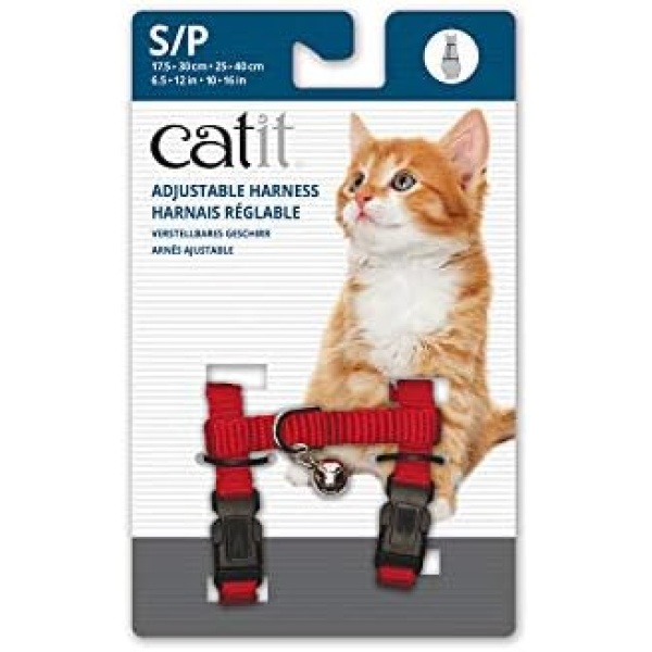 Catit Nylon Adjustable Cat Harness, Small, Red