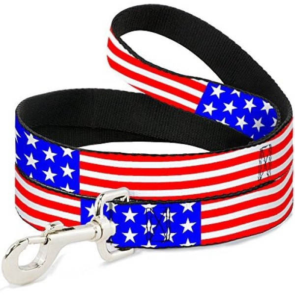 Dog Leash Americana Stars Stripes3 Red White Blue 4 Feet Long 0.5 Inch Wide