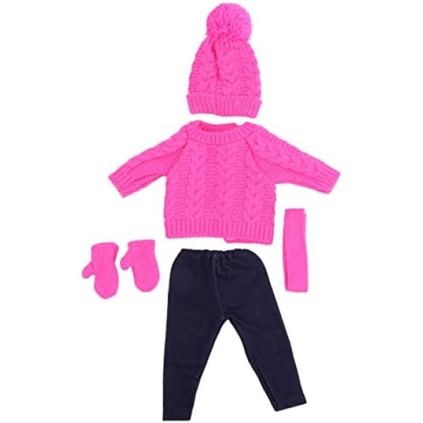 Doll Clothes，Christmas Doll Clothes and Accessories Winter Christmas Doll Outfits Doll Clothes Sweater Pants Hats Scarf Gloves Doll Accessories for 18inch Baby Doll(Purple)