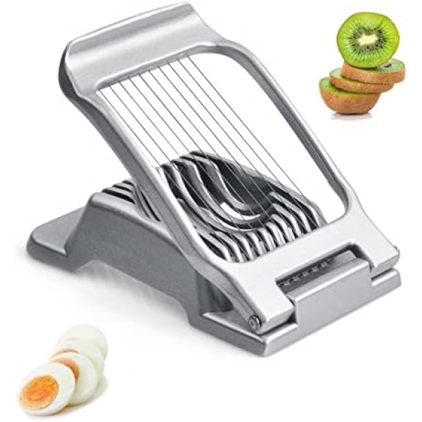 Emperoch Egg Slicer,Stainless Steel Egg Cutter,Egg Separator,Cutting Wires Cutter for Eggs, Mushrooms, Strawberries, Kiwi, Soft Food,Heavy Duty Aluminium Egg Cutter Dishwasher Safe