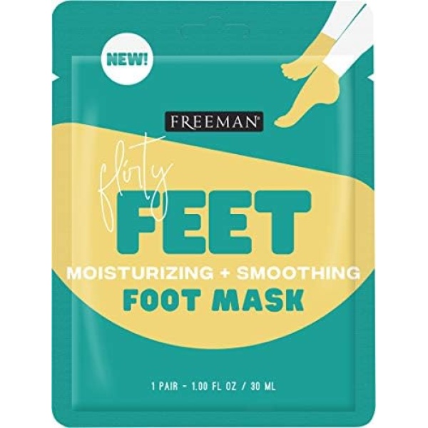 Freeman Flirty Feet Mask, Moisturizing + Soothing Foot Sheet Mask, Foot Care for Dry Feet, 1 Count, 1 Pair, 1.00 fl oz/80 mL