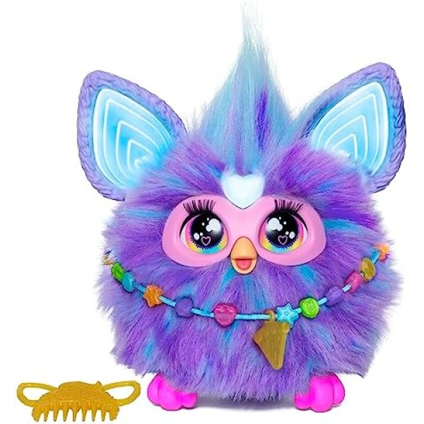 Furby Purple, 15 Fashion Accessories, Interactive Plush Toys for 6 Year Old Girls & Boys & Up, Voice Activated Animatronic (English Version)