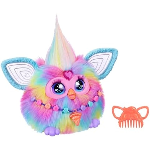 Furby Tie Dye, 15 Fashion Accessories, Interactive Plush Toys for 6 Year Old Girls & Boys & Up, Voice Activated Animatronic (English Version)