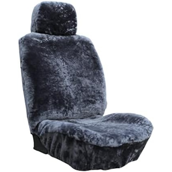 Genuine Sheepskin Seat Covers Fur Seat Covers for Cars Furry Covers Fuzzy Seat Covers for Car Fluffy Seat Covers for Car Fur Shearling Car Accessories (56 by 23 Inches, Gray with bit of Bluish Tint)