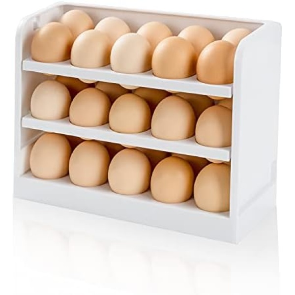 HapiLeap Egg Holder for Fridge, Stackable Egg Storage Container for Refrigerator Door, Stores 30 Eggs Space Saver (1 Pack)