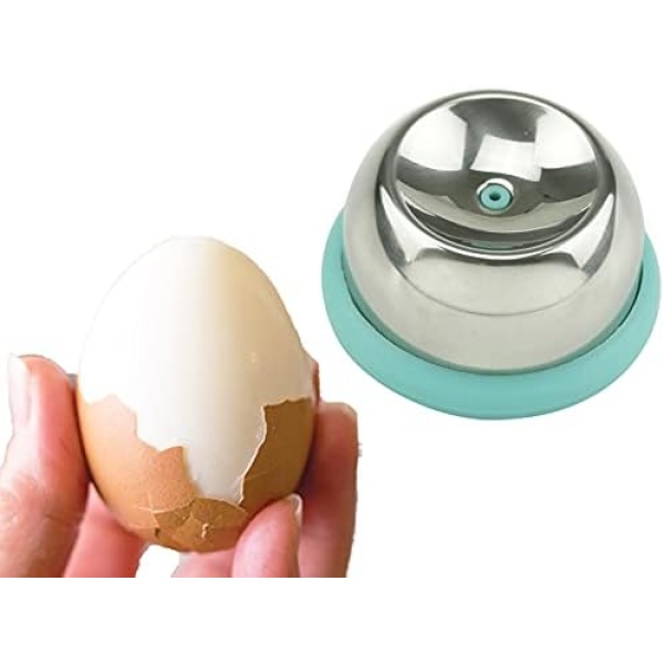 Hard Boiled Egg Piercer,simple easy egg hole puncher egg poacher pan Endurance Egg Piercer Hole (304 stainless steel+new material PP bottom)Anti-sliding can operate well,Arc design is suitable for all kinds of eggs.