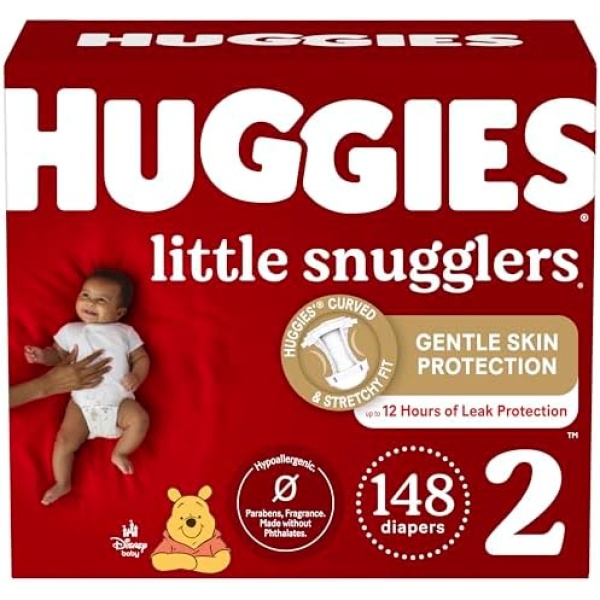 Huggies Little Snugglers Baby Diapers, Size 2, Mega Colossal, 148 Ct