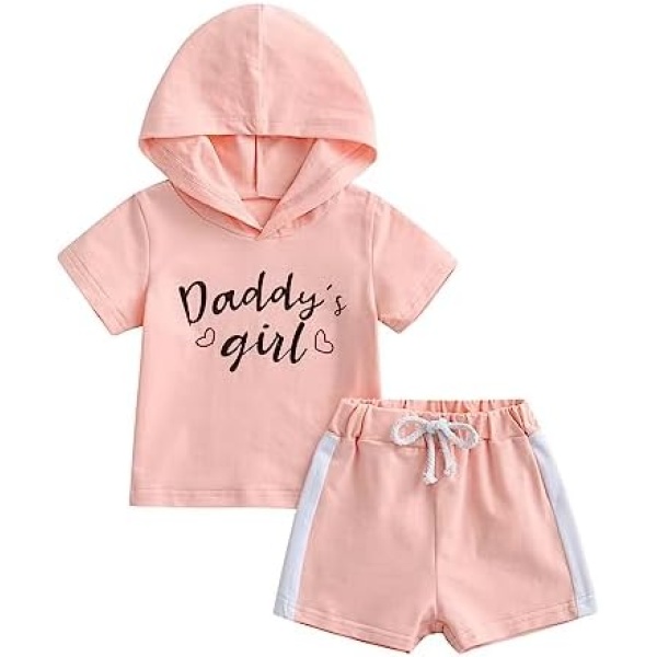 Infant Baby Boy Girl Clothes Print Short Sleeves Hoodie Sweatshirt Top Shorts 2pcs Outfits Set