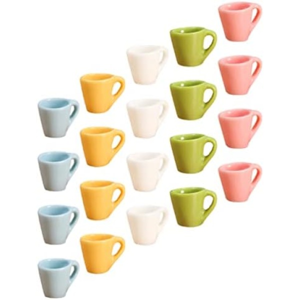 Ipetboom 20Pcs Dollhouse Mug Resin Colorful Coffee Mug Tea Cup Dollhouse Miniatures Food Kitchen Props for Dollhouse Decorations Accessories