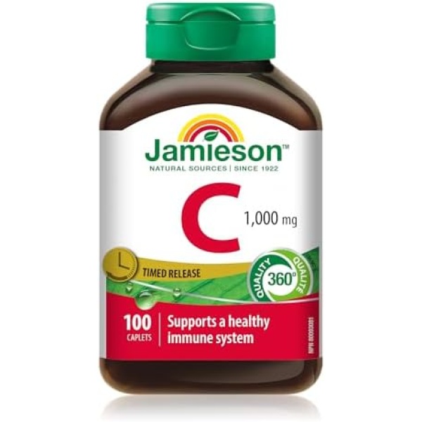 Jamieson Vitamin C 1,000 mg Timed Release Caplets, 100 Count (Pack of 1)