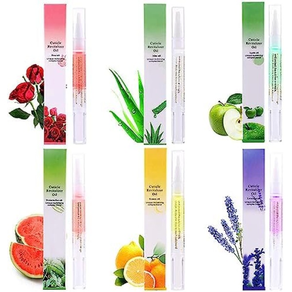 Jutqut Cuticle Oil Pen 6Pcs Nail Polish Repair Gel Pen Care Oil Pen Nutrition Oil Nail Care Repair Cracked, Dry Cuticle Manicure Care Moisturize & Polish for Nails Strengthener Nail Growth