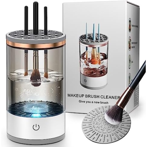 Korintin Electric Makeup Brush Cleaner Machine, USB Make up Brush Cleaner, Portable Electric Makeup Brush Cleaner, Makeup Brush Cleaner Machine with Makeup Brush Cleaner Mat for All Size Makeup Brush