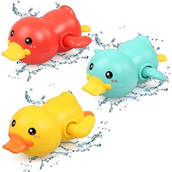 LEADSTAR Bath Toys, 3 Pack Bathtub Toys for Baby Toddler, Wind Up Bathing Water Toy Bath Swimming Duck Toy, Swimming Tub Bathtub Pool Cute Swimming Duck Toys for Boys Girls 1 2 3 Year Old (A)