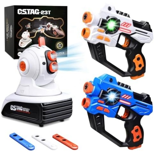 Laser Tag Set, 2 Infrared Laser Gun with Projector & 3 Target Cartridges, Lazer Battle Game Toys for Ages 6-12+ Year Olds Kid Teens Adults Boys & Girls, Indoor Outdoor Family Activity Game Toys Gift