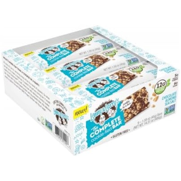 Lenny & Larry's The Complete Cookie-fied Bar, Plant-Based Protein Bar, Vegan and Non-GMO, Chocolate Almond Sea Salt, 45 g, 9 Count