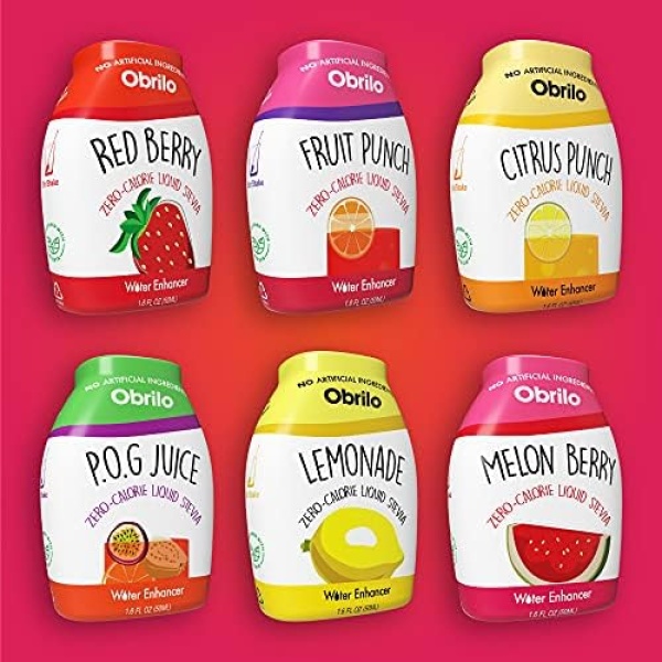 Liquid Water Enhancer Sugar Free, 6 Flavor Variety Pack, Natural Water Flavoring Drops, Healthy Infuser, Drink Mix, Zero Calorie Stevia Soda & Coke Replacement (Pack of 6)