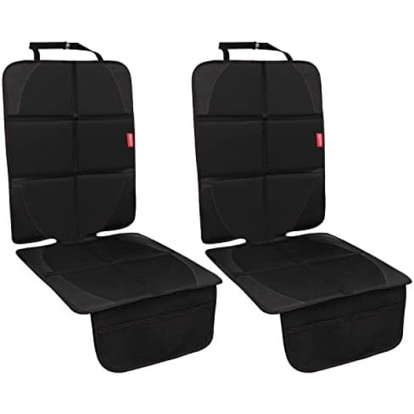 MORROLS Car Seat Protector, 2 Pack Seat Protector Carseat with Thickest Padding, Baby/Pets Car Seat Protector for Child Car Seat-Mesh Pockets-Waterproof-Universal Size(Black)