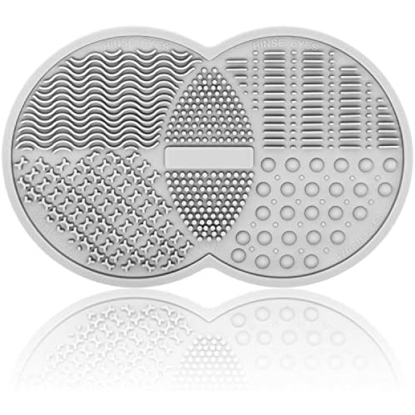 Makeup Brush Cleaning Mat, Silicone Makeup Brush Scrubber, Makeup Brush Cleaner Pad, Cosmetic Brush Cleaner, Brush Cleaning Pad, Suitable for Makeup Brush, Makeup Sponge, Powder Puff (Gray)