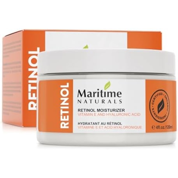 Maritime Naturals Retinol Moisturizer for face with Hyaluronic Acid & Organic Ingredients | Professional Results with Retinol Face Moisturizer | Day & Night Cream for Women & Men (120ml)