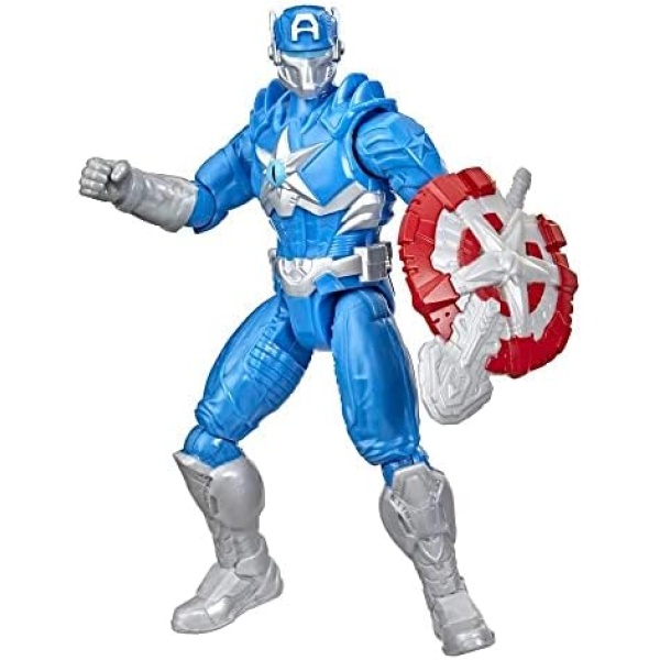 Marvel Avengers Mech Strike Monster Hunters Captain America Toy, 6-Inch-Scale Action Figure with Accessory, Toys for Kids Ages 4 & Up, Multicolor, F4424