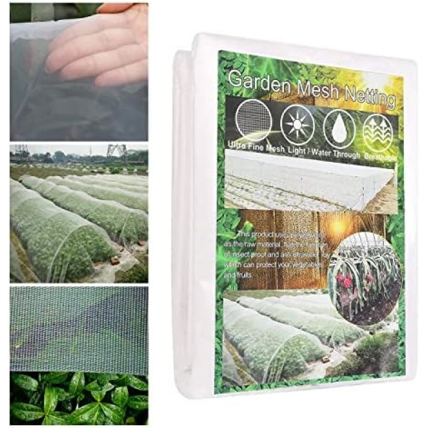 NeverGarden 8x33Ft Garden Netting for Plants, Breathable and Water Permeable Garden Mesh Netting, Bug Insect Mosquito Netting Protect Vegetable Plant Crops Fruits Flowers (2.5x10m)