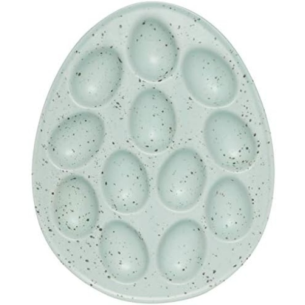 Now Designs Deviled Egg Tray, Robin Blue - Holds Dozen Eggs | Stoneware