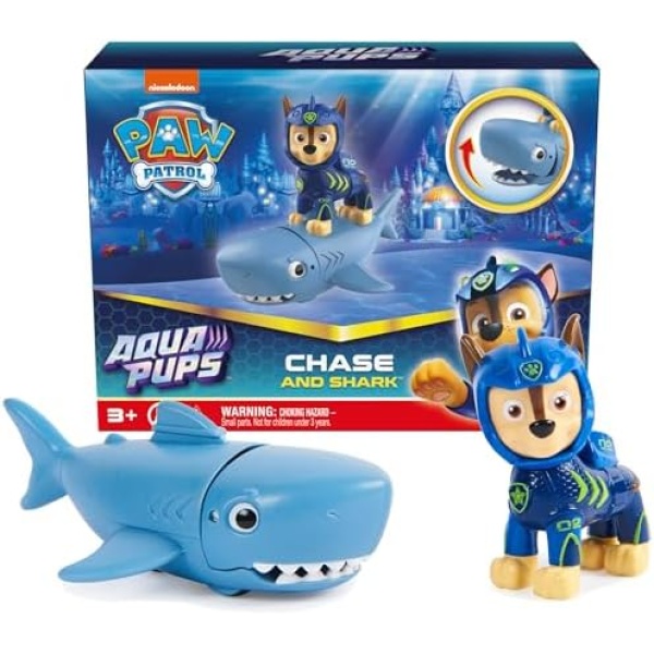 PAW Patrol, Aqua Pups Chase and Shark Action Figures Set, Kids Toys for Ages 3 and up