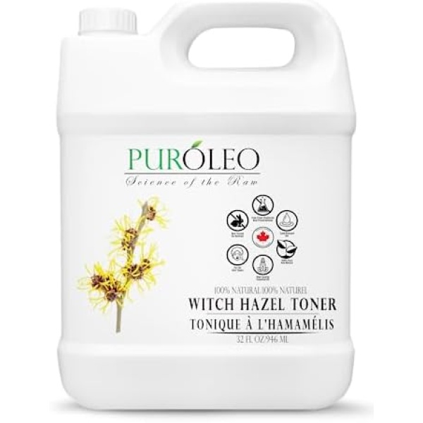 PUROLEO Witch Hazel Toner 32 Fl Oz/946 ML (Packed in Canada) Refresh and Revitalize Your Skin with | Premium Bottle | Luxury Skin Care Toner | Facial Toner for Postpartum & Skincare