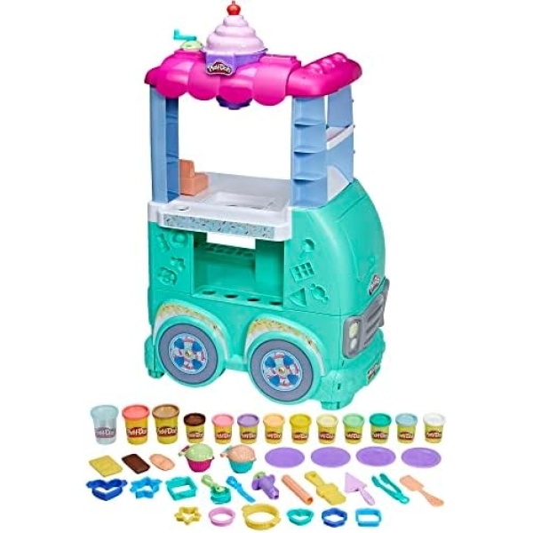 Play-Doh Kitchen Creations Sweet Snacks Food Truck Toy Kitchen Playset for Kids, 12 Modeling Compound Cans, Preschool Toys for 3 Year Old Girls & Boys & Up (Amazon Exclusive)