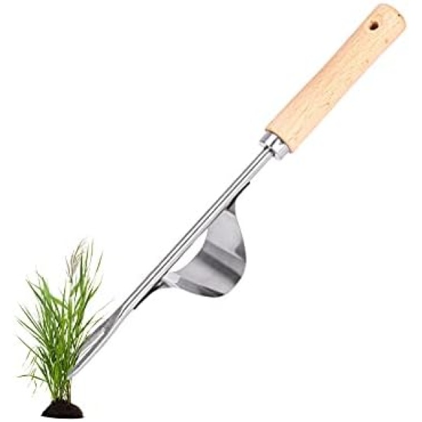 Reagia Hand Weeder Stainless Steel Manual Weed Puller, Transplant Gardening Tool, Bend-Proof Leverage Base for Super Easy to Dig up Dandelions, Thistles and Other Weeds and Deeper Digging