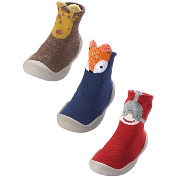 SEAUR Baby Slipper Socks Shoes Toddler Rubber Sole Sock Shoes Non-Skid Indoor Infant First Walking Shoes Baby Slipper Socks