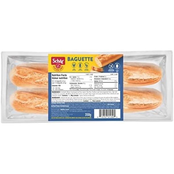 Schar Gluten Free Baguettes, Non GMO, Lactose & Wheat Free, Quick and Delicious Parbaked Baguettes, Pack of 2 Baguettes x 175g, Sourdough White