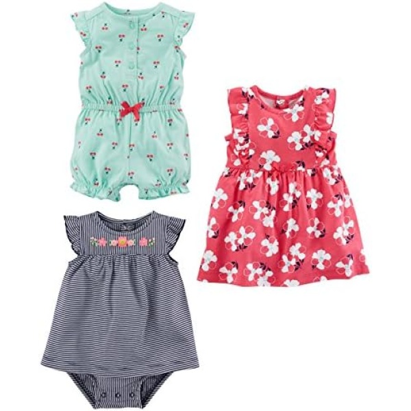 Simple Joys by Carter's Baby-Girls 3-Pack Romper, Sunsuit and Dress