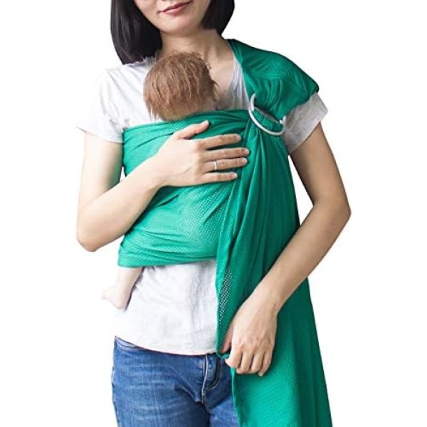 Vlokup Baby Water Ring Sling Carrier | Lightweight Breathable Mesh Baby Wrap for Infant, Newborn, Kids and Toddlers | Perfect for Summer, Swimming, Pool, Beach | Great for Dad Too Green