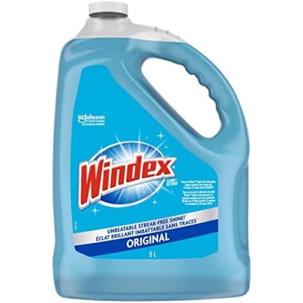 Windex Original Blue Glass and Window Cleaner Refill, Removes Fingerprints, Smudges, and Smears, 5L